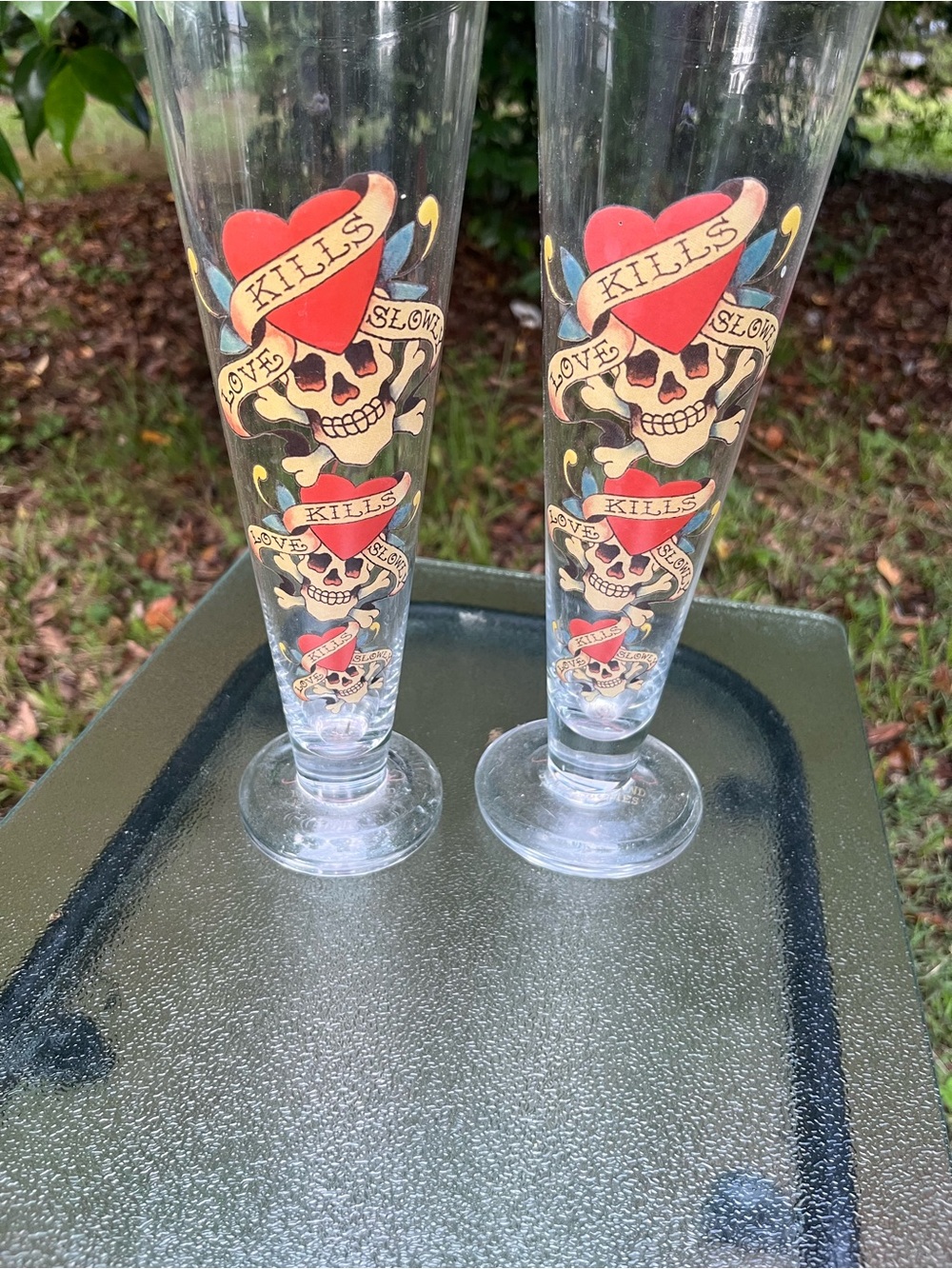 Ed Hardy Pilsner beer Glasses